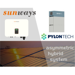 Asymetrický hybridní systém Sunways 10kw + Pylontech FORCE H2 10,65kw