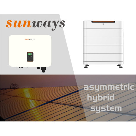 Asymetrický hybridní systém Sunways 10kw + Sunways baterie 12,8kw